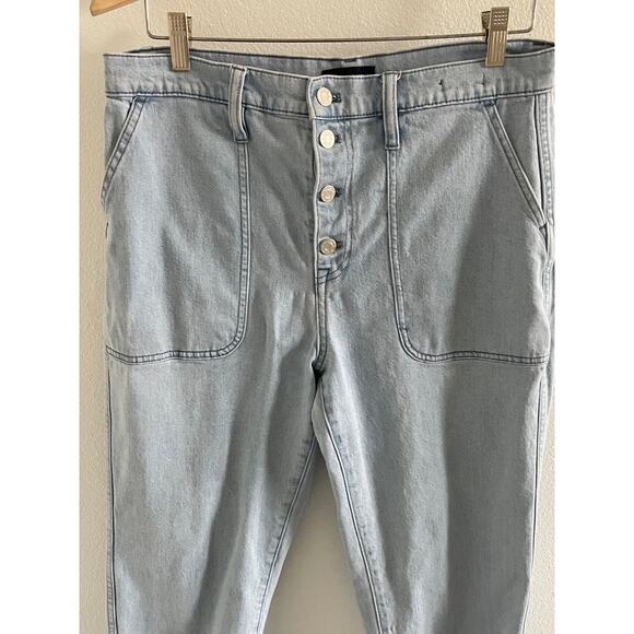 J. Crew Jeans Straight Leg Crop Raw Hem Big Pockets Button Fly - Picture 7 of 9